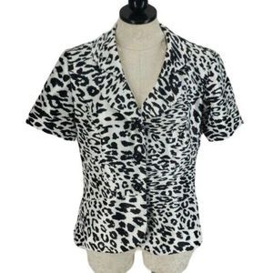 Dana Kay Black‎ & White Cheetah animal Print Blazer Jacket Size 10